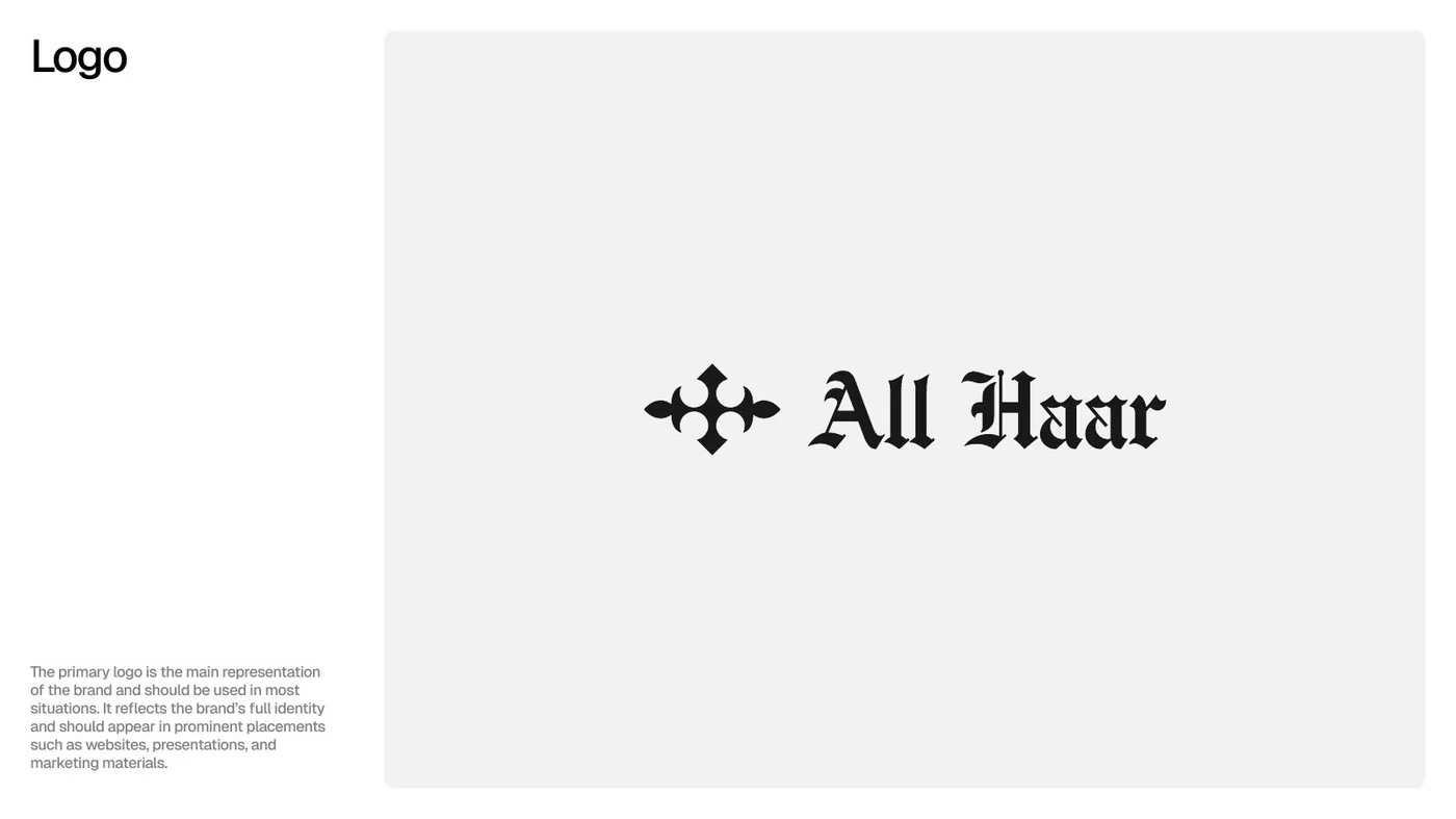 All Haar primary logo: blackletter wordmark with four-point mark on a light background
