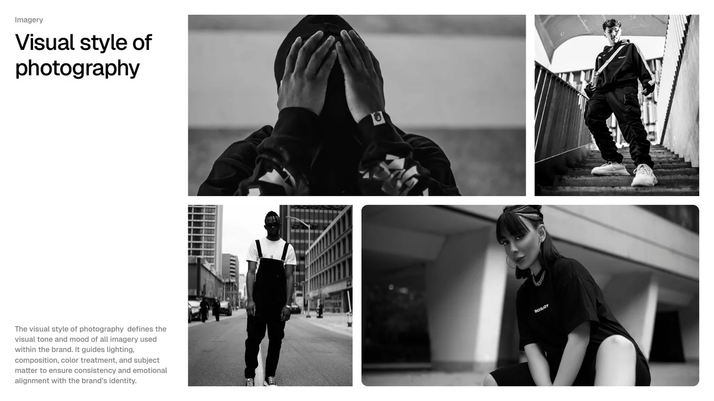 All Haar black and white photography direction for showing urban streetwear styling