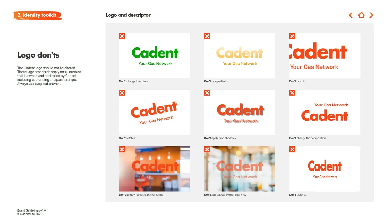Cadent Gas incorrect uses of logo