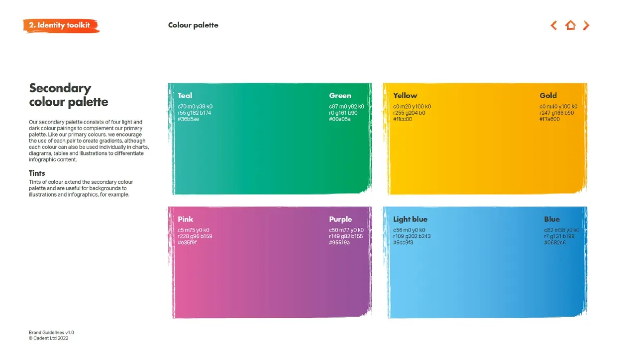 Cadent Gas secondary colour palette