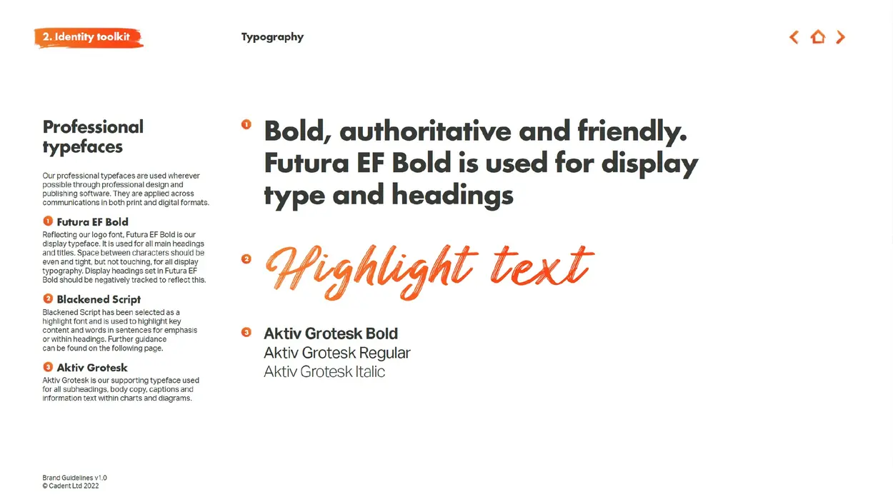Cadent Gas typography using Futura EF Bold and Aktiv Grotesk