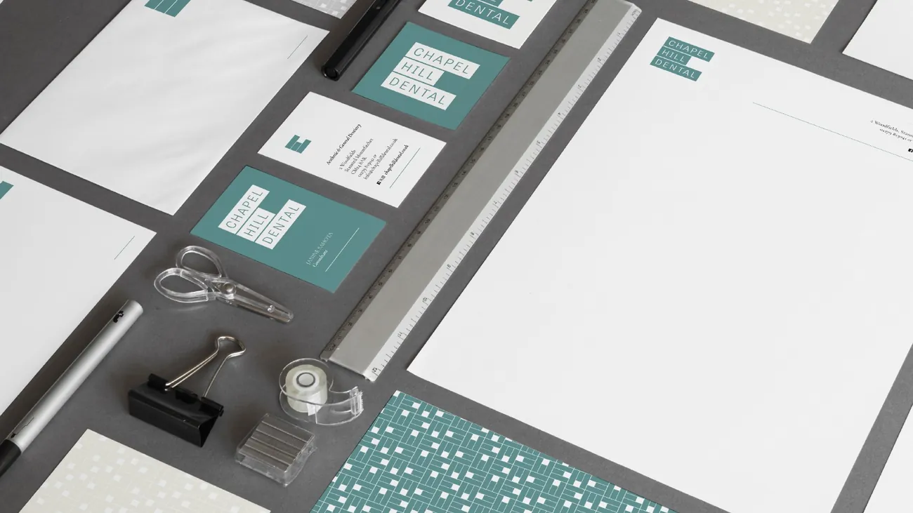 Chapel Hill Dental identity applied across materials