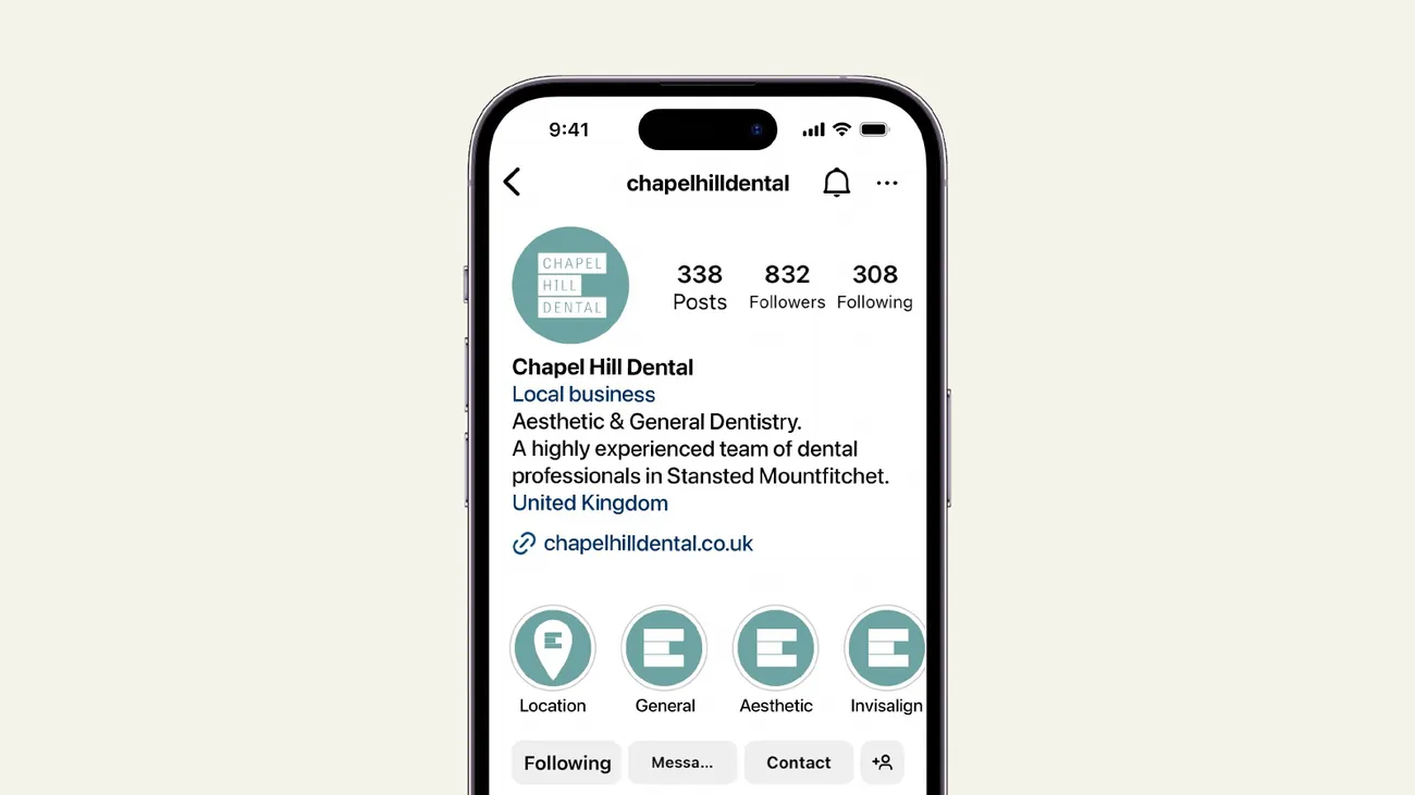 Chapel Hill Dental identity applied to social media profiles