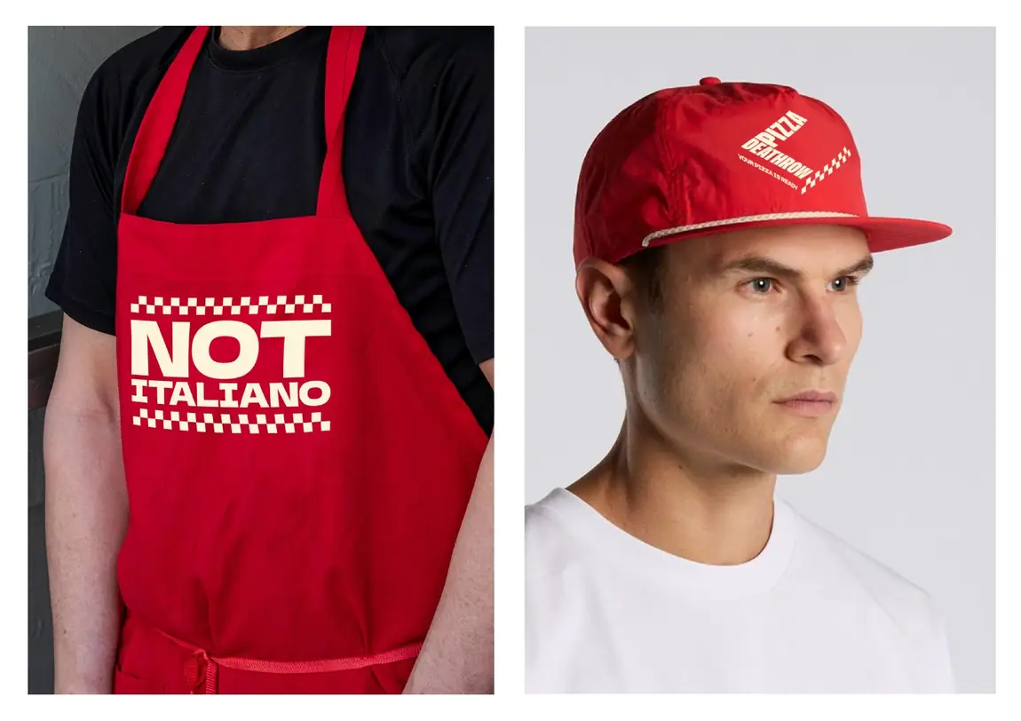 Deathrow Pizza identity applied
