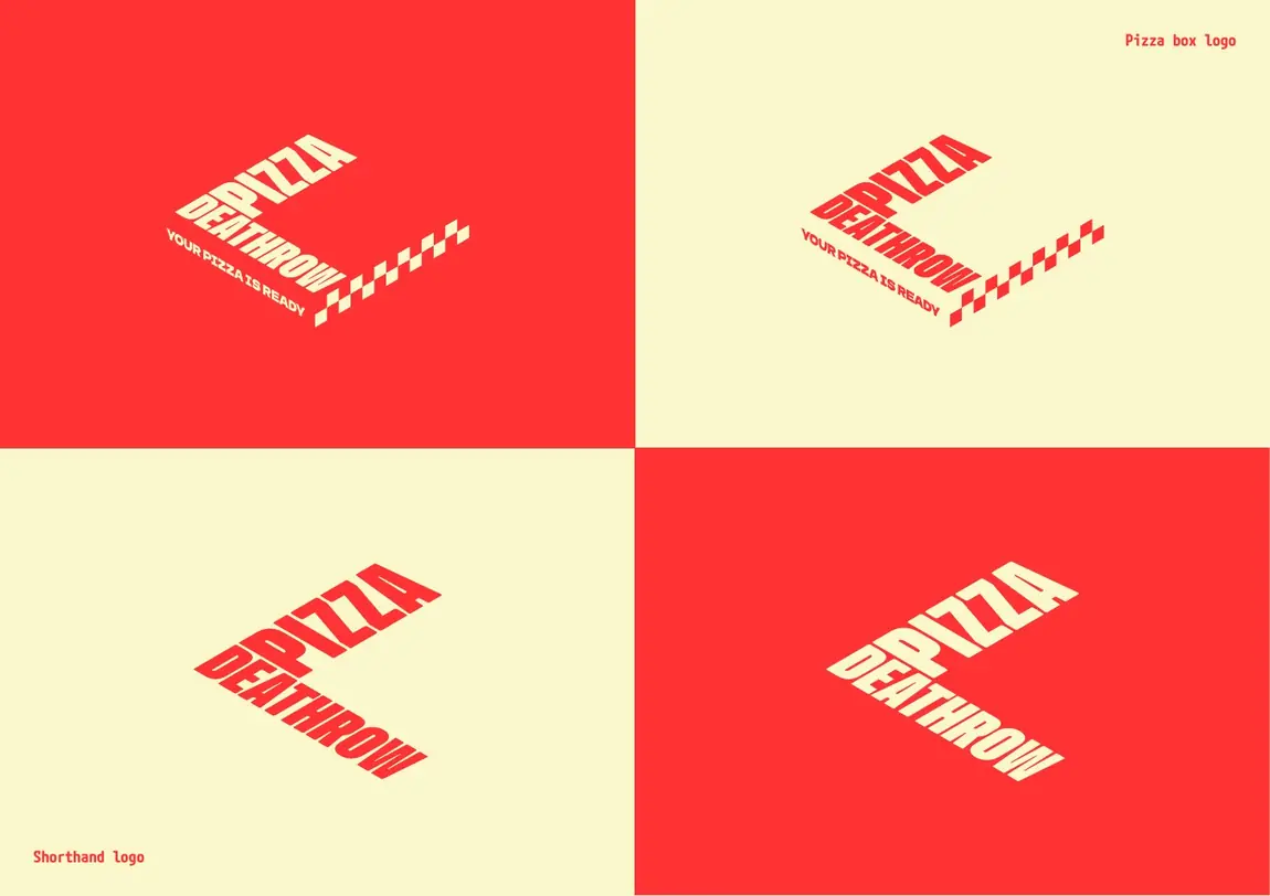 Deathrow Pizza pizza box logo