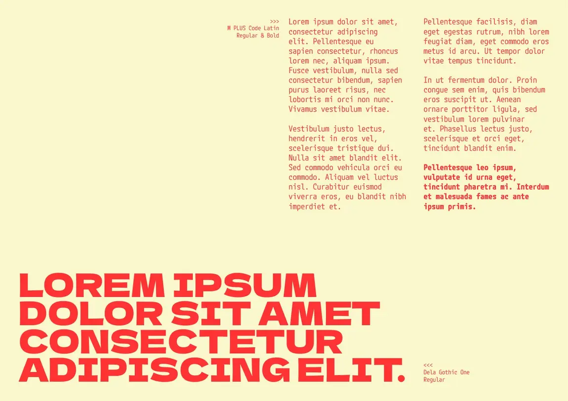 Deathrow Pizza typeface, M PLUS Code Latin