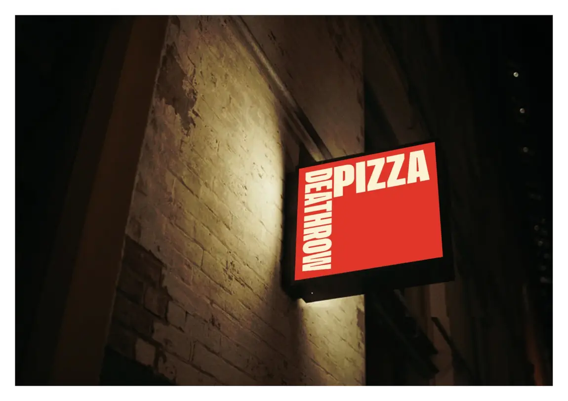 Deathrow Pizza identity in application
