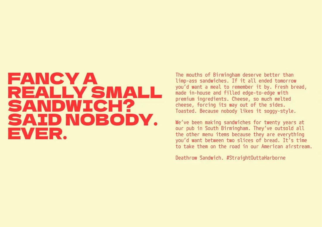 Deathrow Sandwich brand manifesto