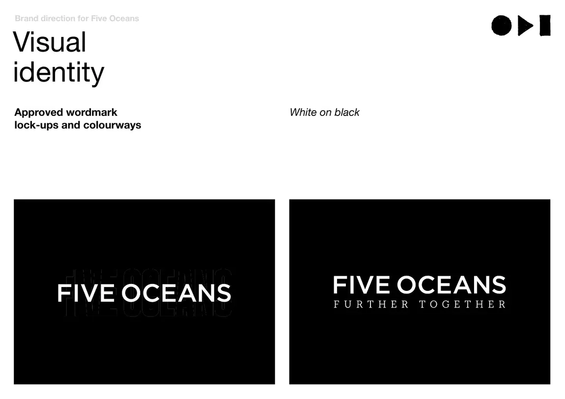 Five Oceans wordmark lock-ups and colourways