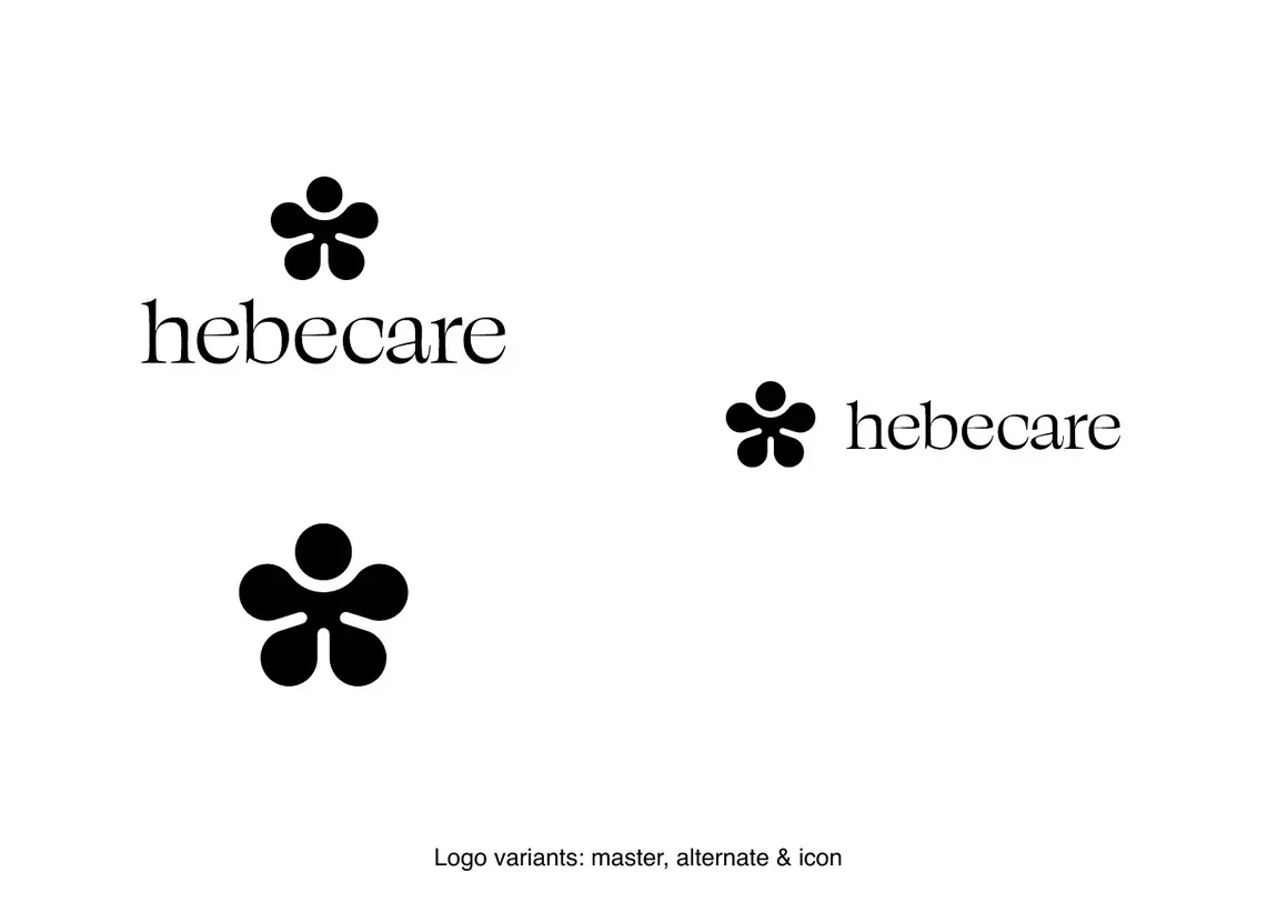Hebe Care logo variants: master, alternate and icon