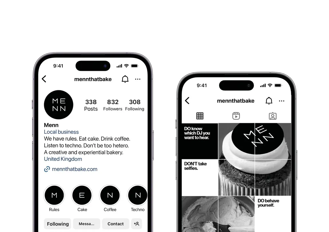 Menn social media profile and grid