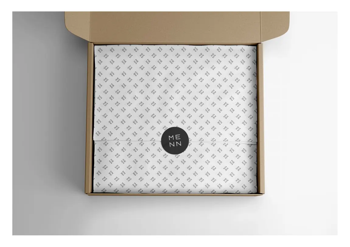 Menn tissue paper and sticker in a box