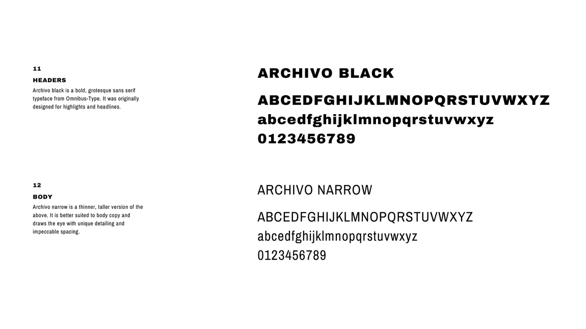 Namaste archivo Black and Archivo Narrow specimens