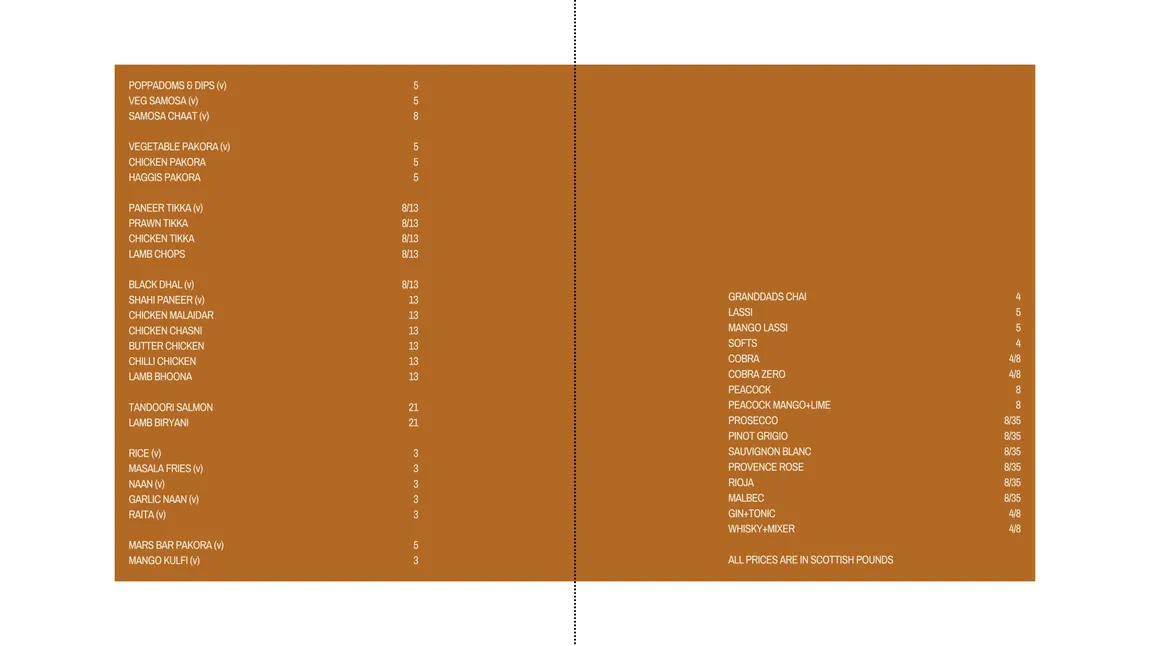 Namaste menu inner spread