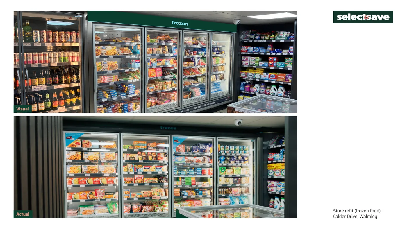 Select & Save frozen food, visual against the finished refit