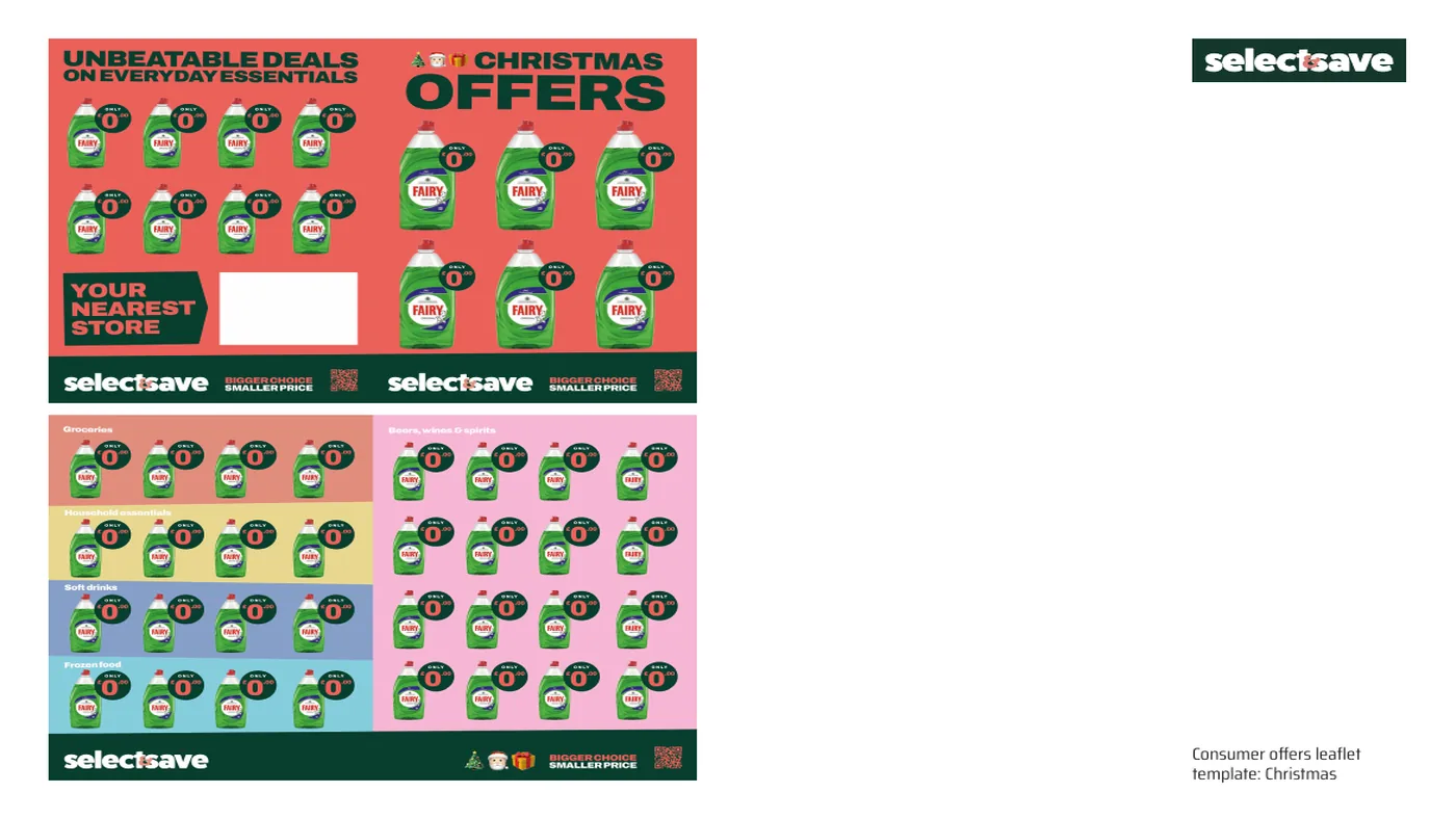 Select & Save consumer offers leaflet, Christmas template
