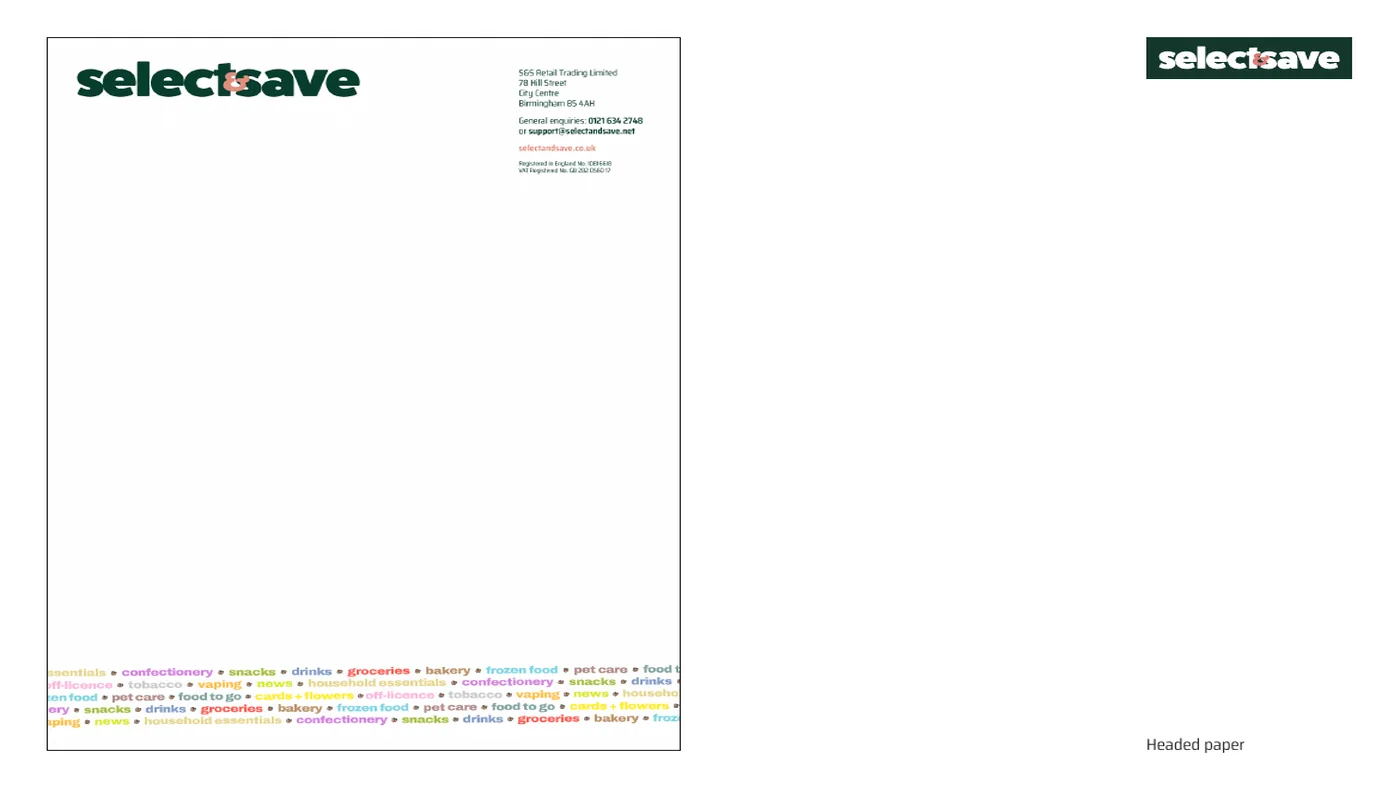 Select & Save headed paper