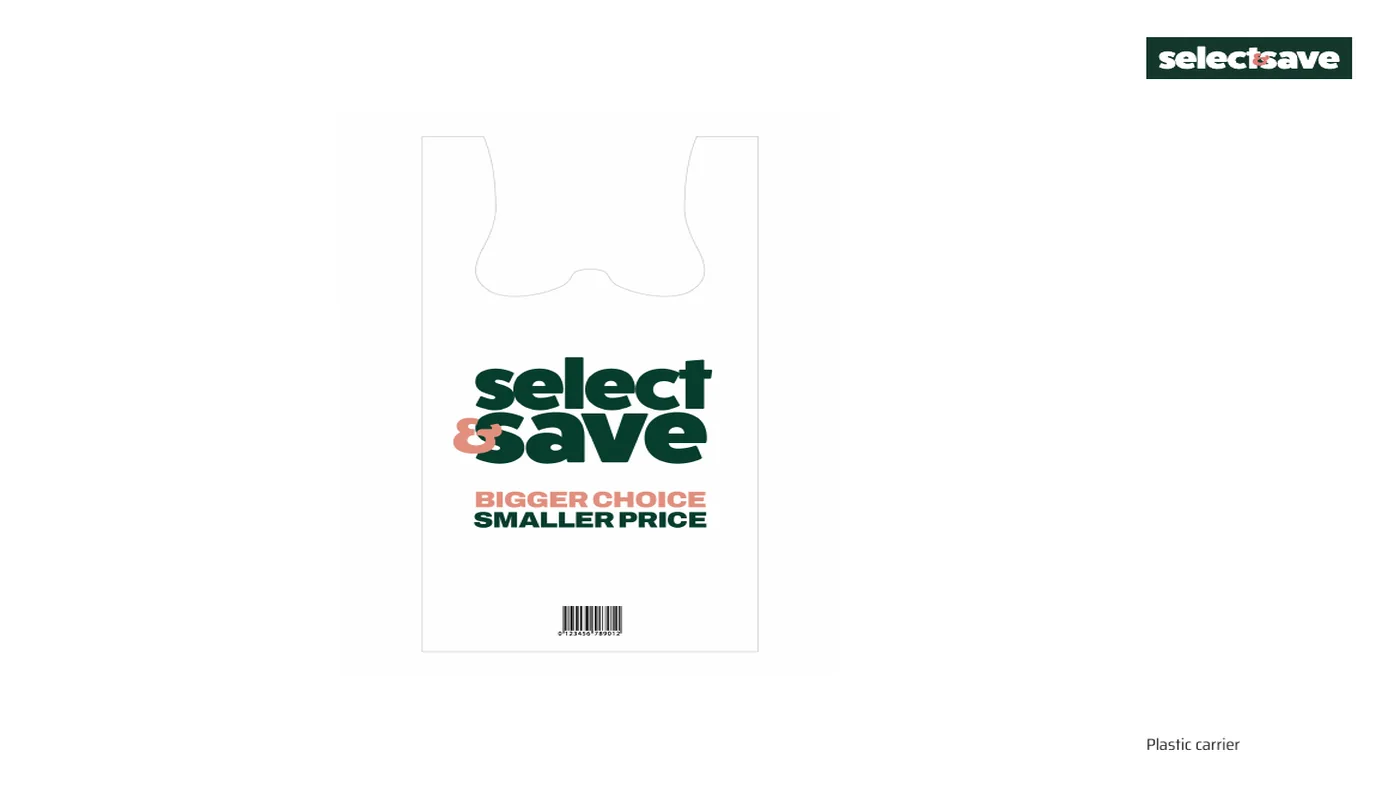 Select & Save printed plastic carrier bag