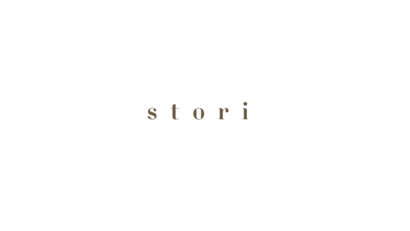 Stori logotype, butterscotch on white