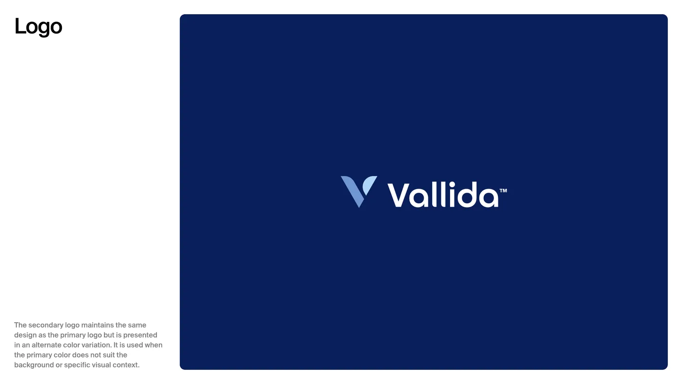 Vallida secondary logo, alternate colour