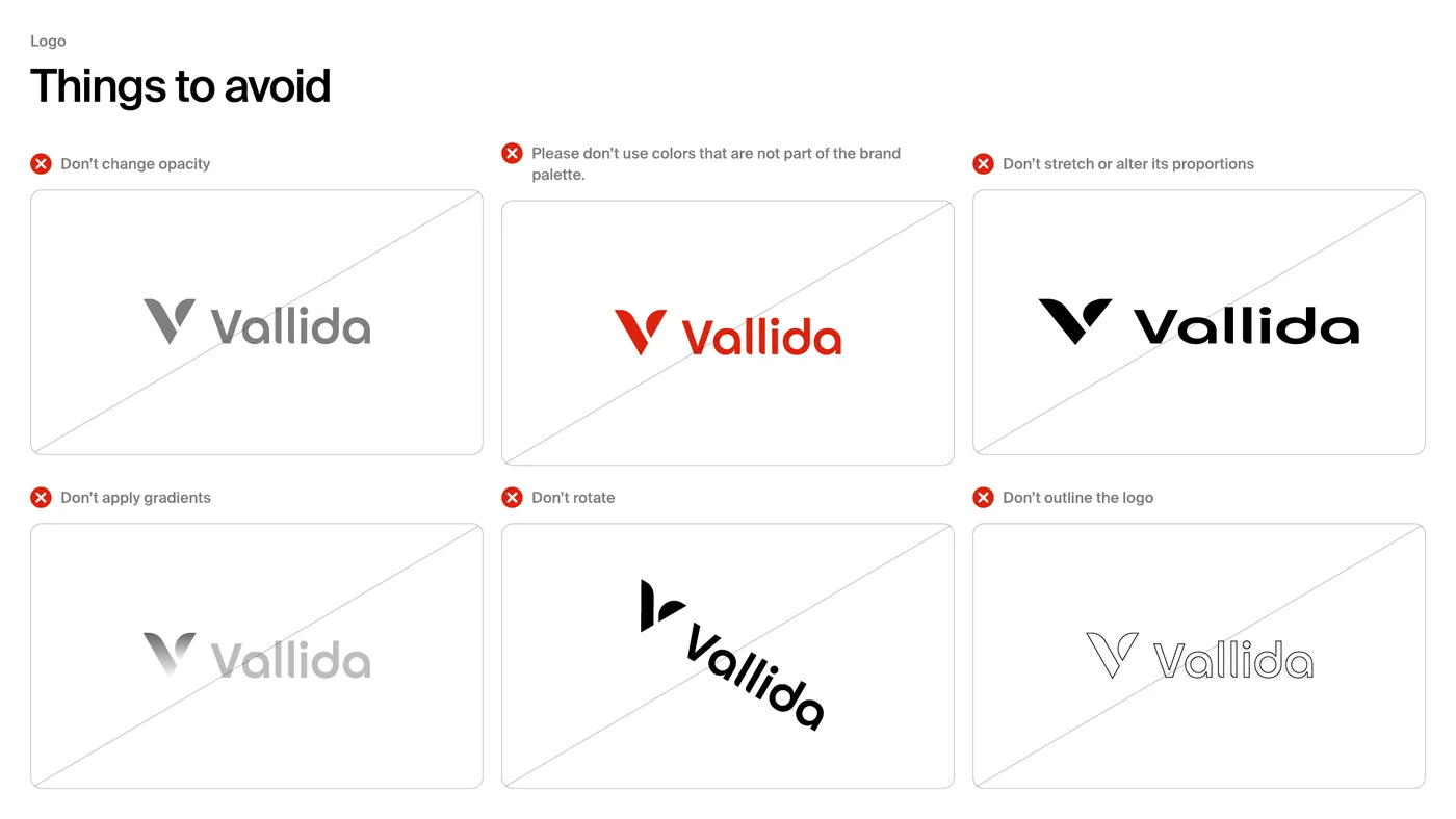 Vallida things to avoid, six misuses