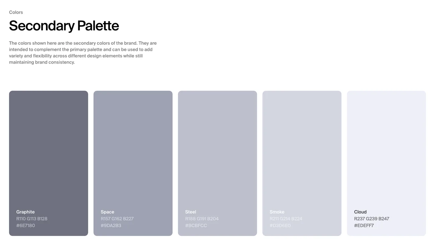Vallida secondary colour palette