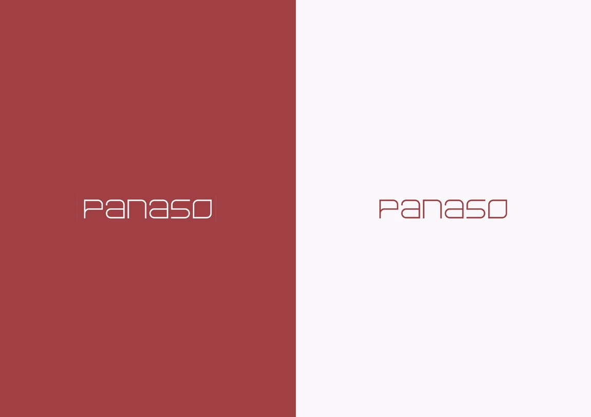 Panaso Capital wordmark on red and on egg-shell