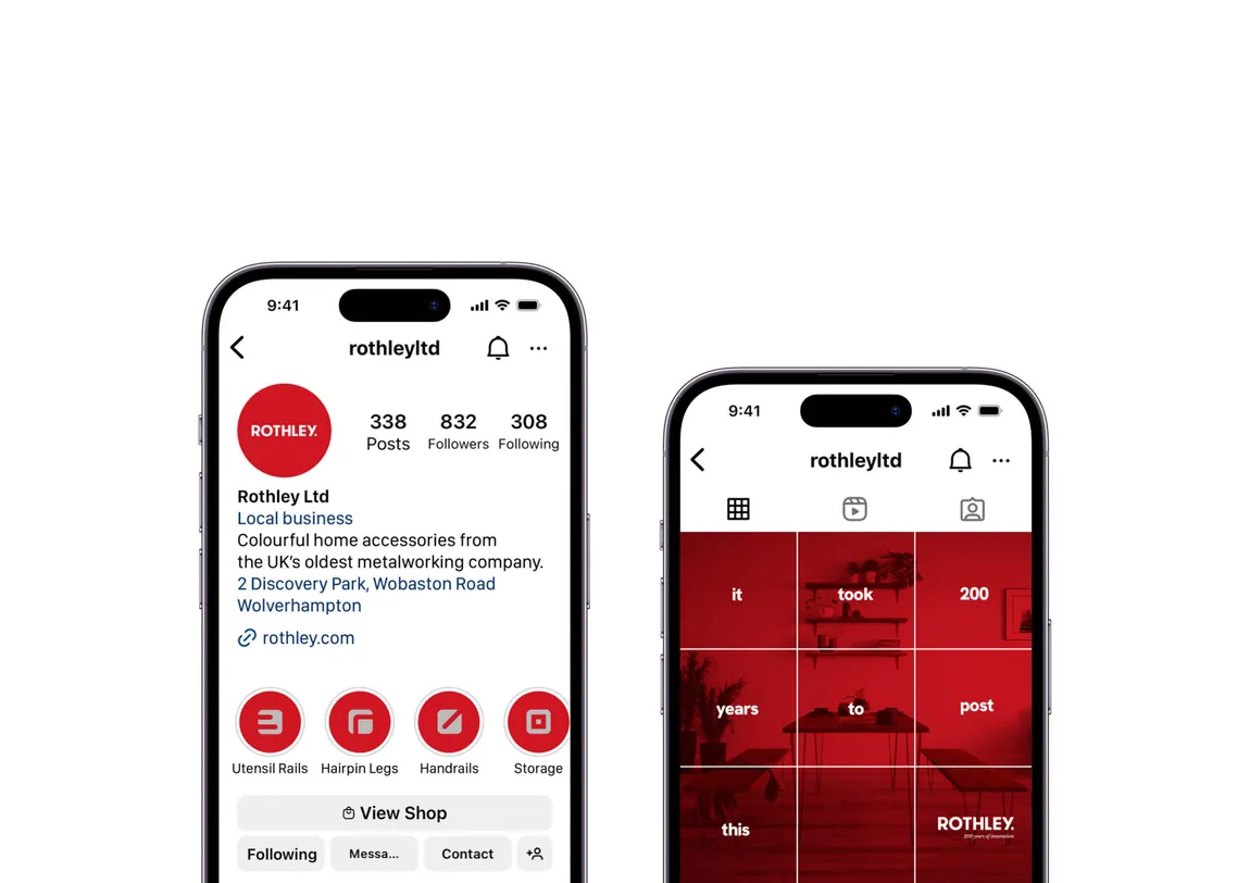 Rothley Instagram profile and grid